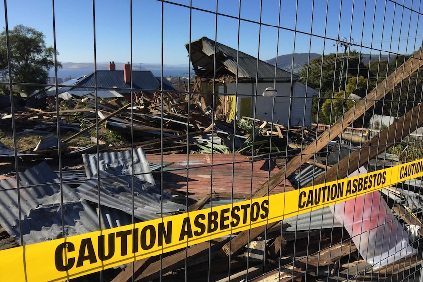 Mt Stuart house asbestos sign