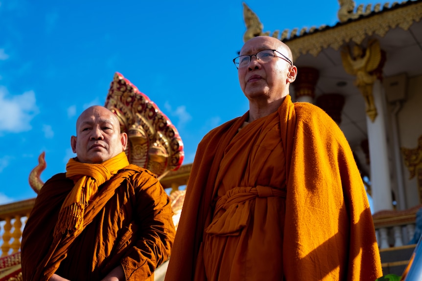 A photo of Simon Long with another monk.