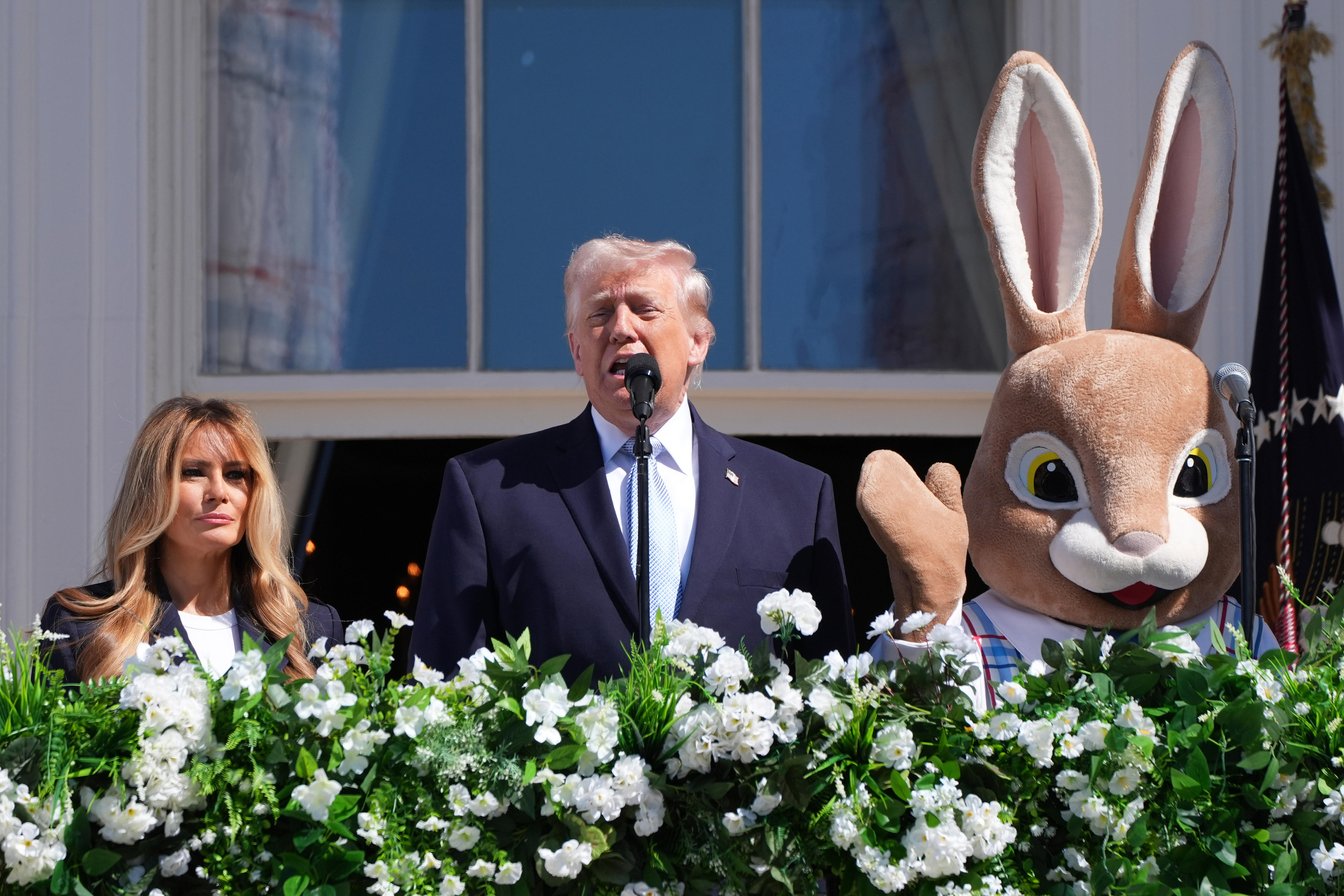 A woman man and bunny