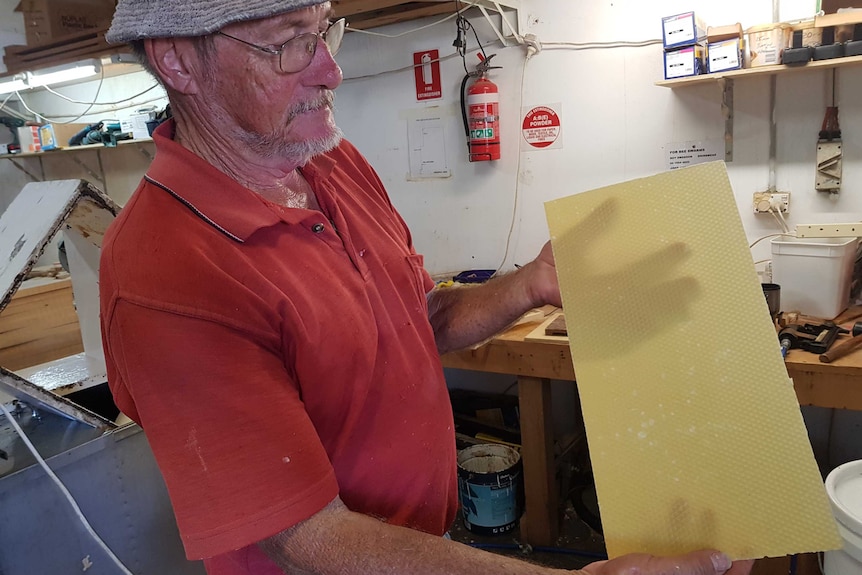 Maurie Damon with beeswax sheet