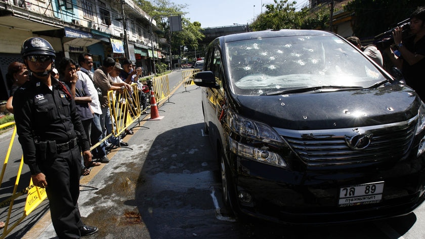 Sondhi Limthongkul's bullet ridden car