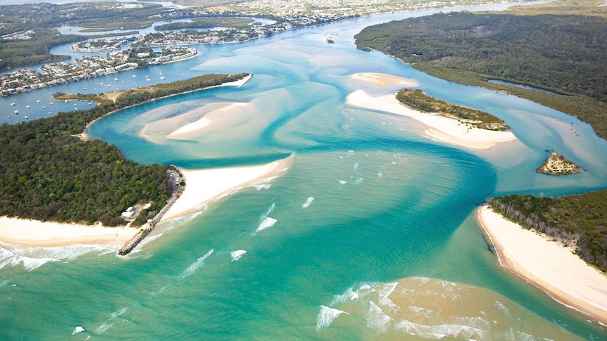 An aerial shot of the Noosa River