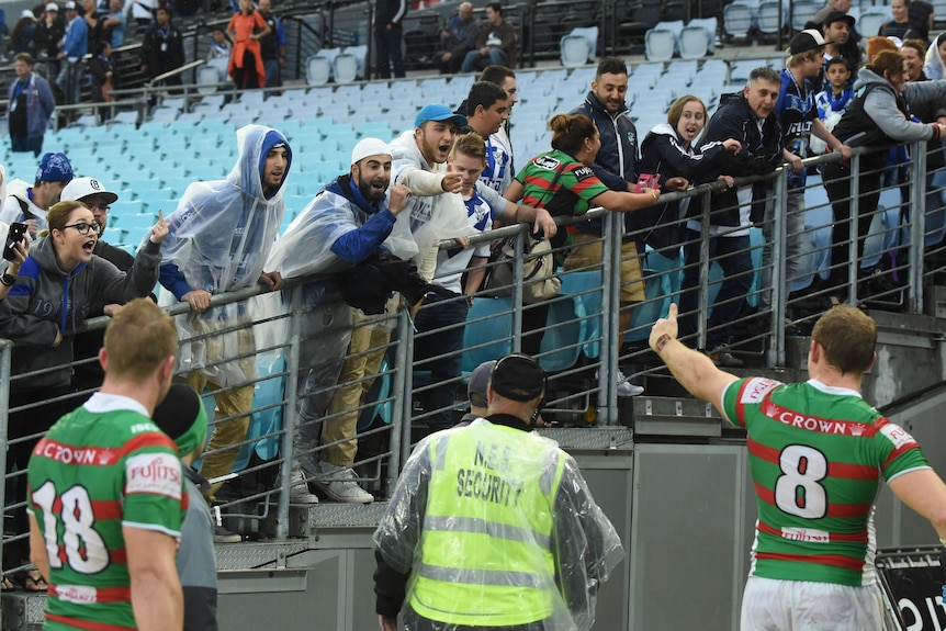 Canterbury fans shout abuse at Rabbitohs