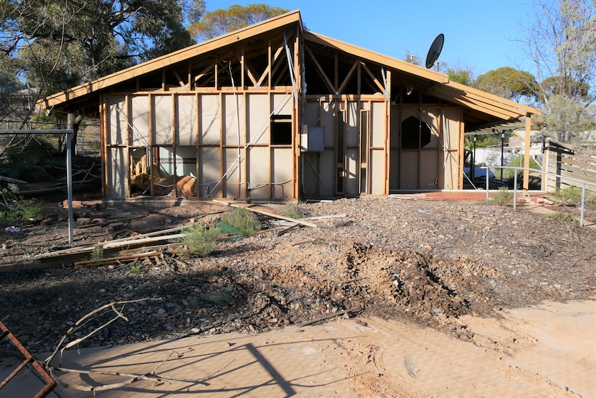 A house in Leigh Creek ready to be demolished. 