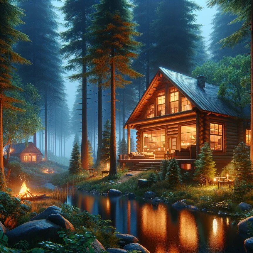 4.2 Hygge - Envision a cozy, inviting cabin nestled in the heart of a dense,