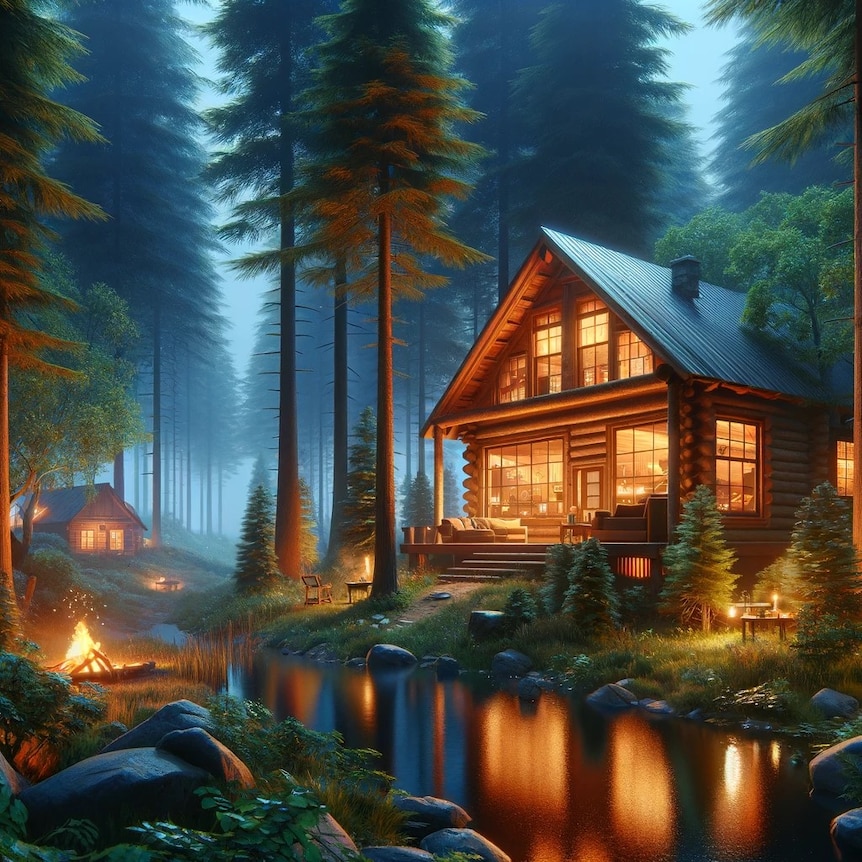 4.2 Hygge - Envision a cozy, inviting cabin nestled in the heart of a dense,