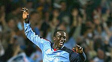 Dwight Yorke celebrates his first A-League goal for Sydney FC [File photo].