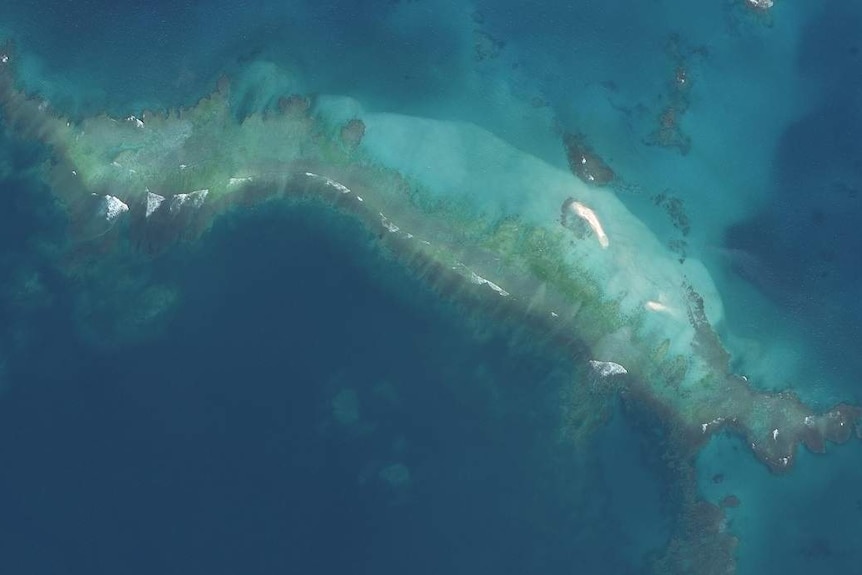 Satellite images show East Island, which is part of French Frigate Shoals in Hawaii's Northwestern islands, in late October, after powerful Hurricane Walaka struck and damaged the island in October 2018.