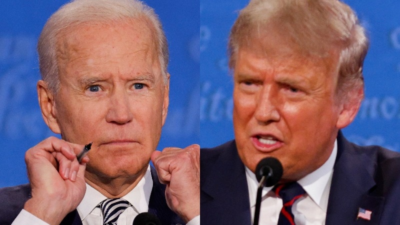 Donald Trump and Joe Biden pictured during the first presidential debate.