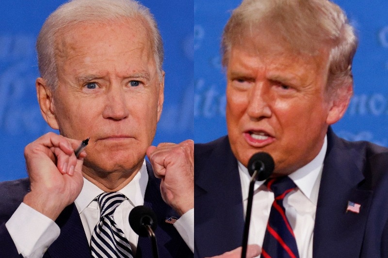 A composite image of Donald Trump and Joe Biden