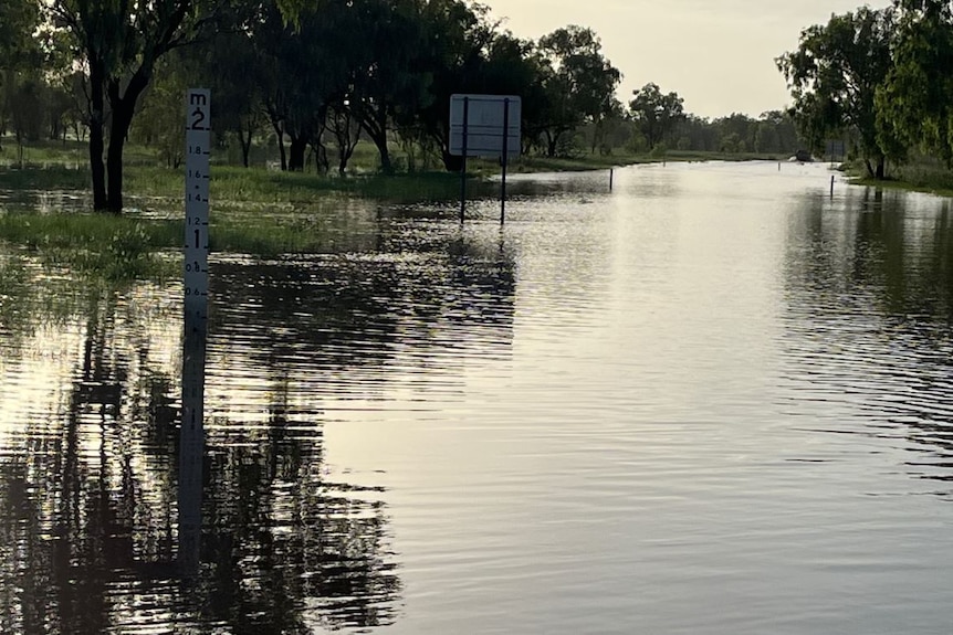 Flood water over a road in the Kimberley