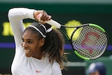 Serena Williams hits a shot at Wimbledon