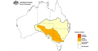 A heatwave graphic from February 2017 showing heatwaves forecast for south-eastern Australia.