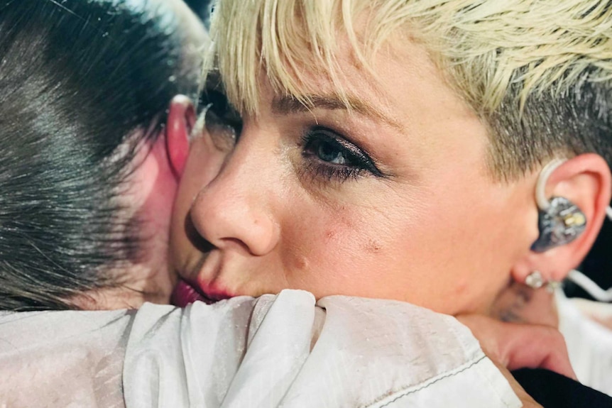 Rock star Pink hugs Leah Murphy