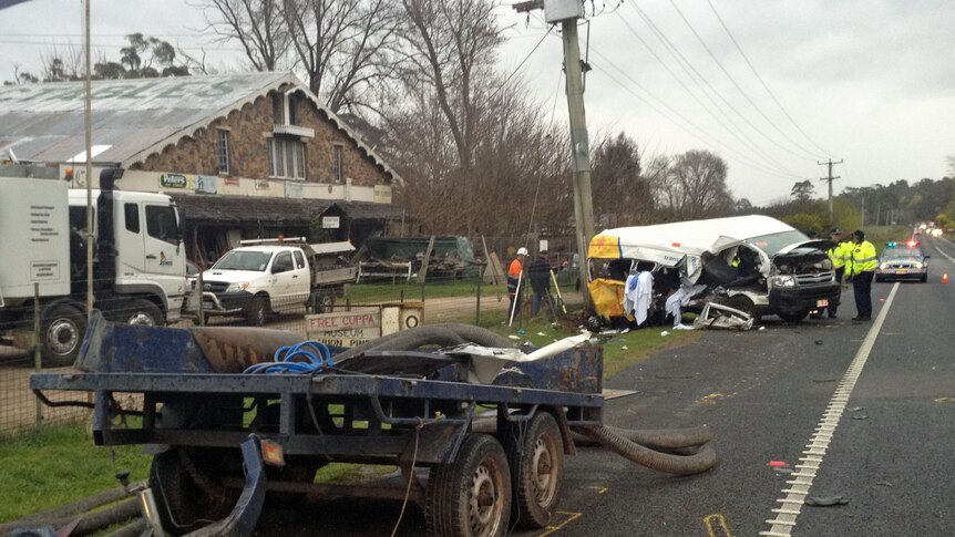 The trailer which crashed in to a cancer patient mini-van killing three people in northern Tasmania