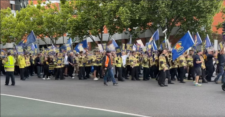 A protest in Melbourne CBD