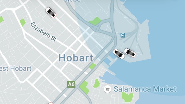 Uber app in Hobart