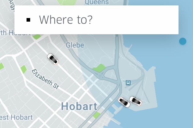 Uber app in Hobart