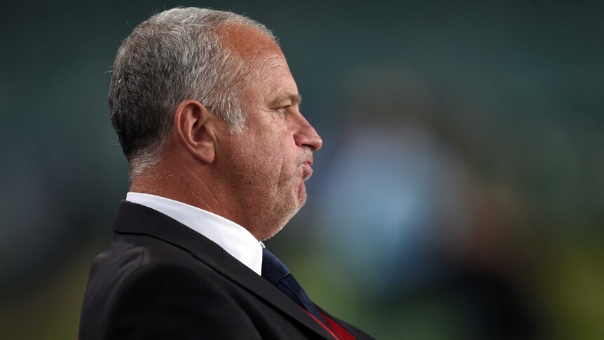 Sydney FC coach Graham Arnold watches during the warm-up for the FFA Cup match against Adelaide.