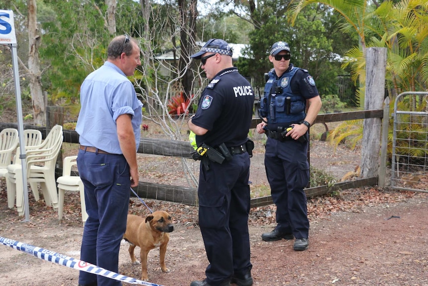 Queensland police on scene of a triple shooting in Booral