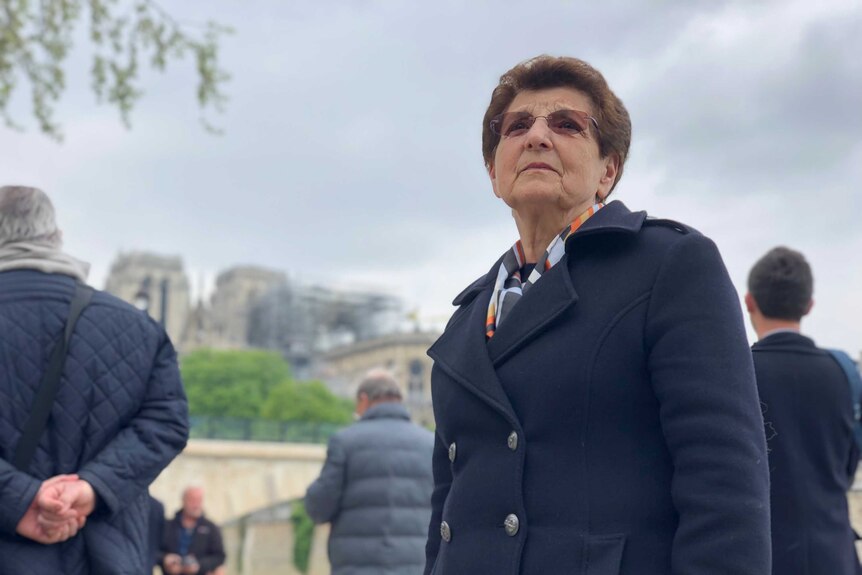 Sister Madeleine, a Dominican Nun from Paris, visits Notre Dame cathedral following the fire.
