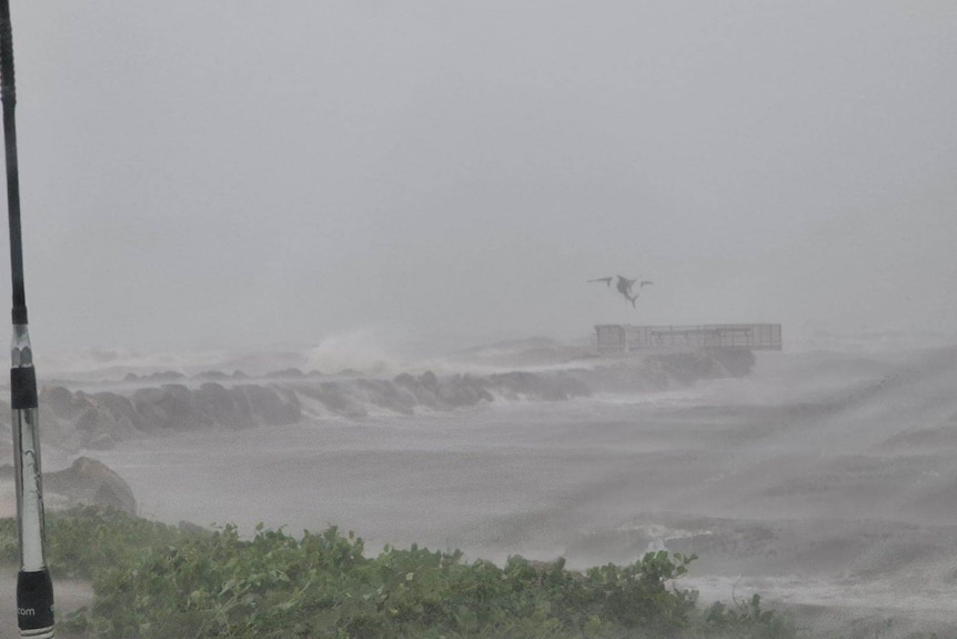 Heavy waves and winds hit the Groote Eylandt coast on Saturday.