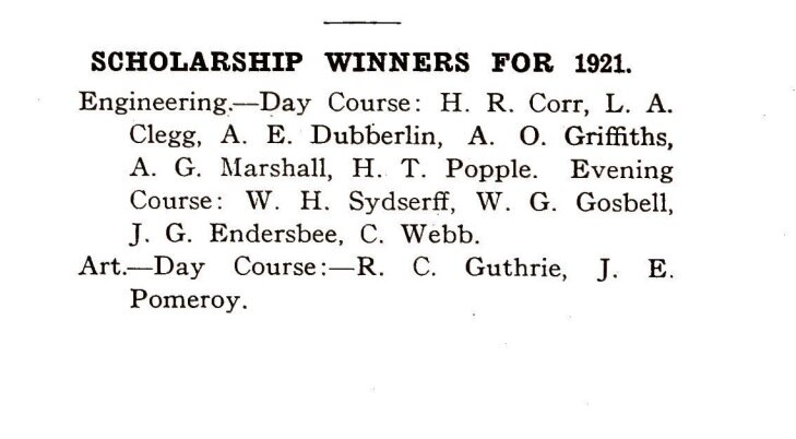 An item from a 1922 edition of The Swinburnian.