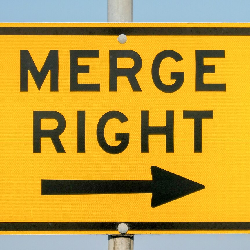 Image of a Merge Right road sign