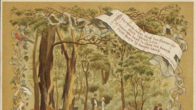 A Charles Henry Hunt Christmas card (1881) shows a worker in the bush being offered tea