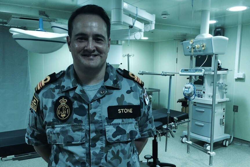 Medical officer Mark Stone on NUSHIP Adelaide