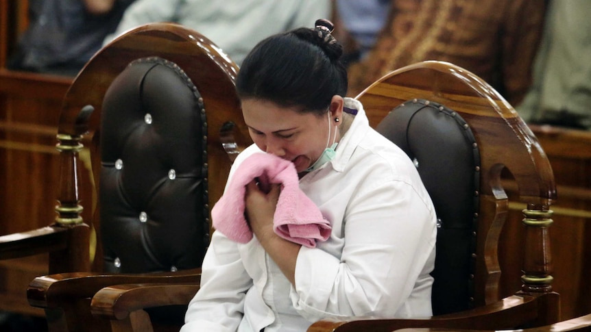 A woman cries in Indonesian court over her sentencing