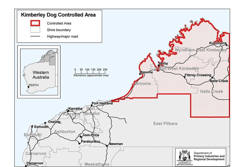 Map of dog control area in Kimberley