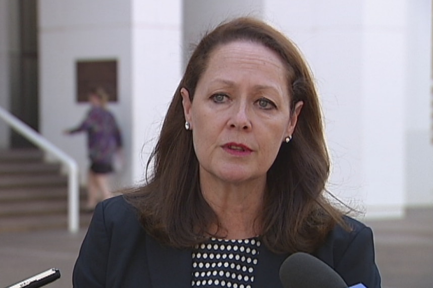 Lynne Walker outside NT Parliament in Darwin.