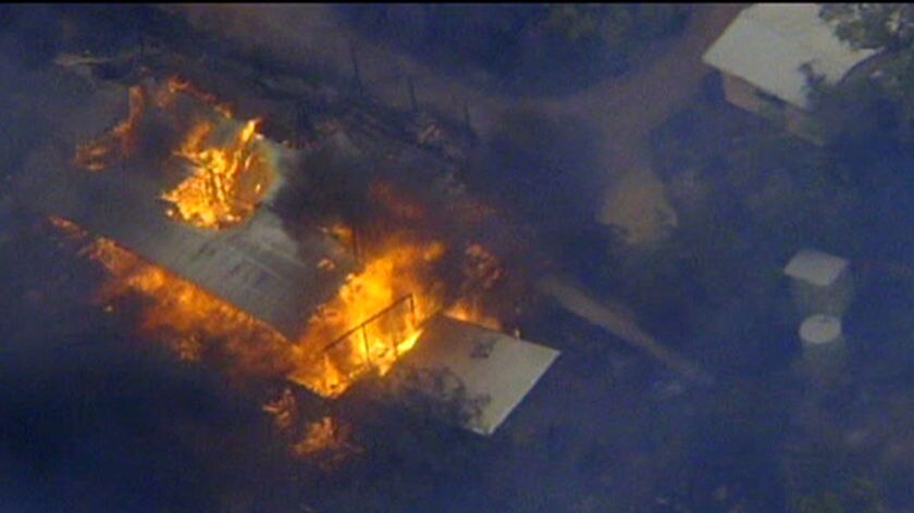 A house in Toodyay engulfed by flames