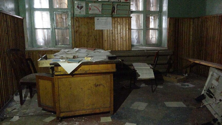 An abandoned mine office in Pyramiden