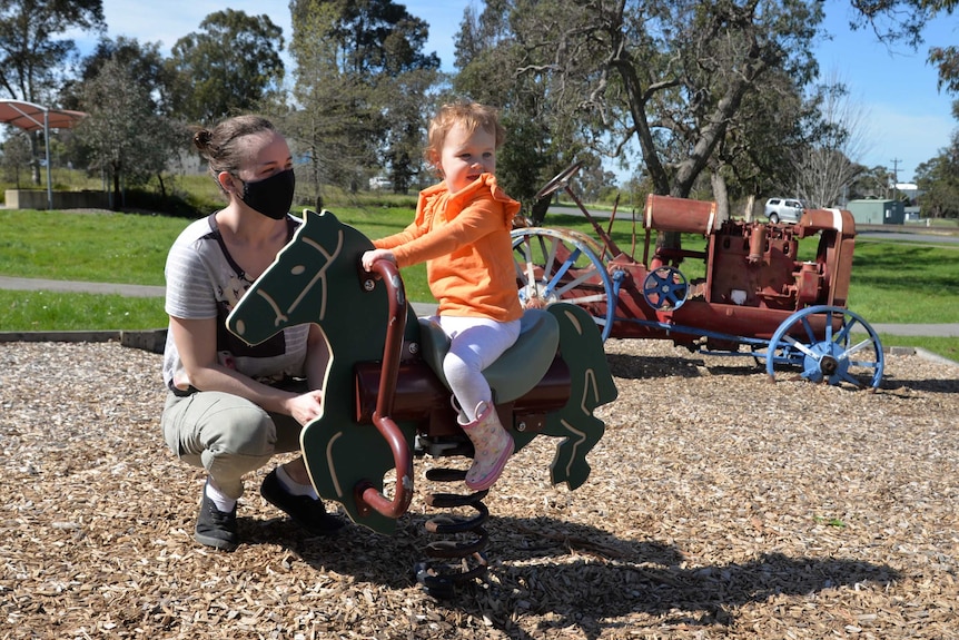 Emma Ramage and daughter Sadie in the Bunyip playground.