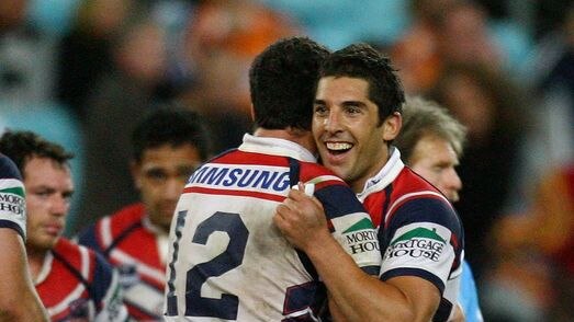 Braith Anasta celebrates after the Roosters triumphed over the Tigers in golden point