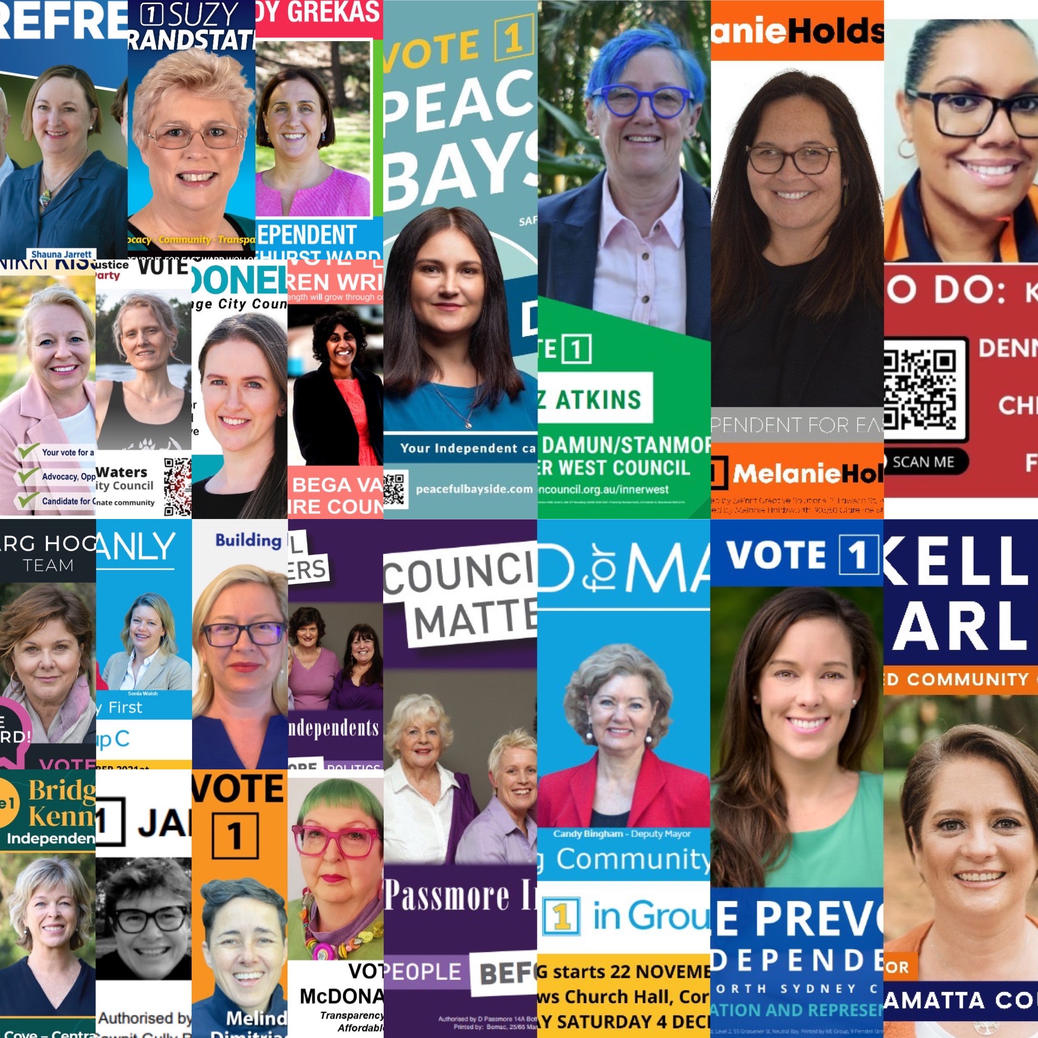 A composite image with photos of women seeking election