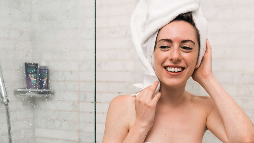 Lady in the shower.