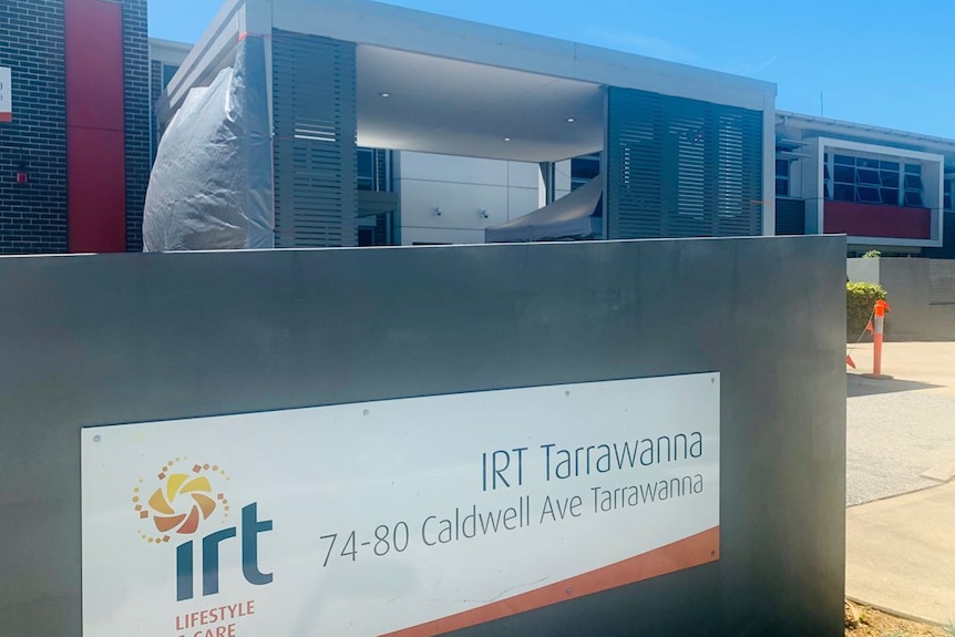 A sign for IRT Tarawanna aged care centre on a sunny day.