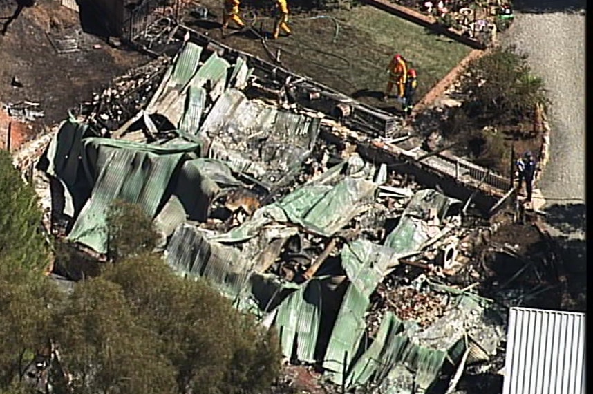 A house completely destroyed by a fire in Burra in 2018