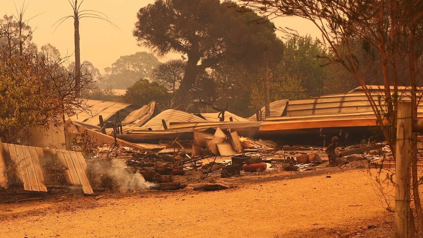 A property destroyed by fire in Mallacoota.