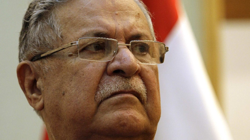 Iraqi president Jalal Talabani during a press conference in Baghdad.