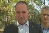 TV still of Nat Senator Barnaby Joyce campaigning in Rudd's Bris seat of Griffith for LNP's Bill Glasson, Thurs July 12, 2013