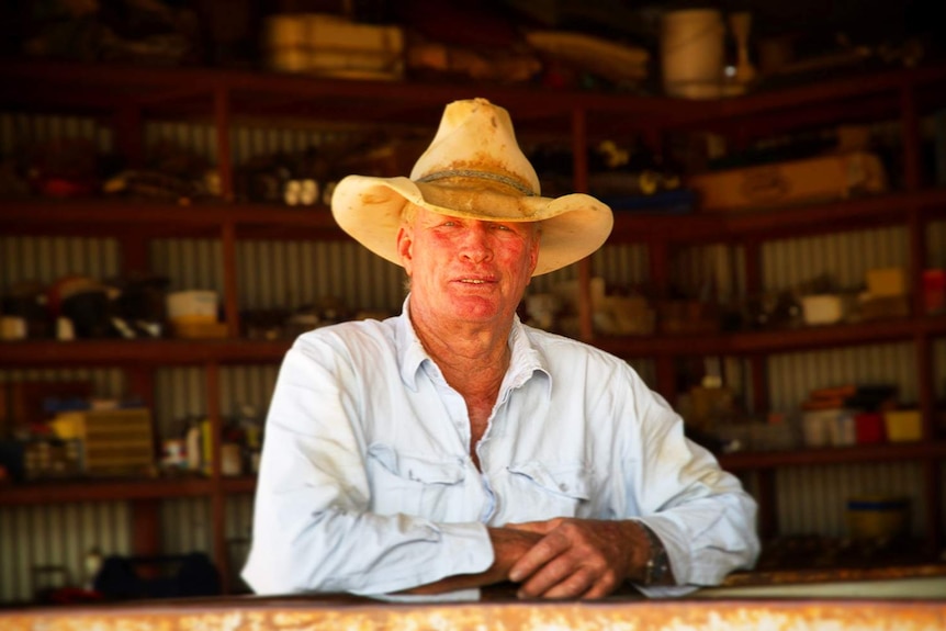 Grazier John Seccombe in a shed at his property Kenya near Muttaburra in central-west Queensland.