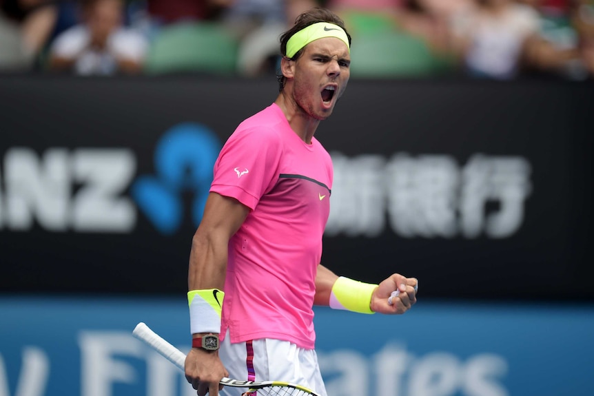 Spain's Rafael Nadal in action against South Africa's Kevin Anderson at the Australian Open.