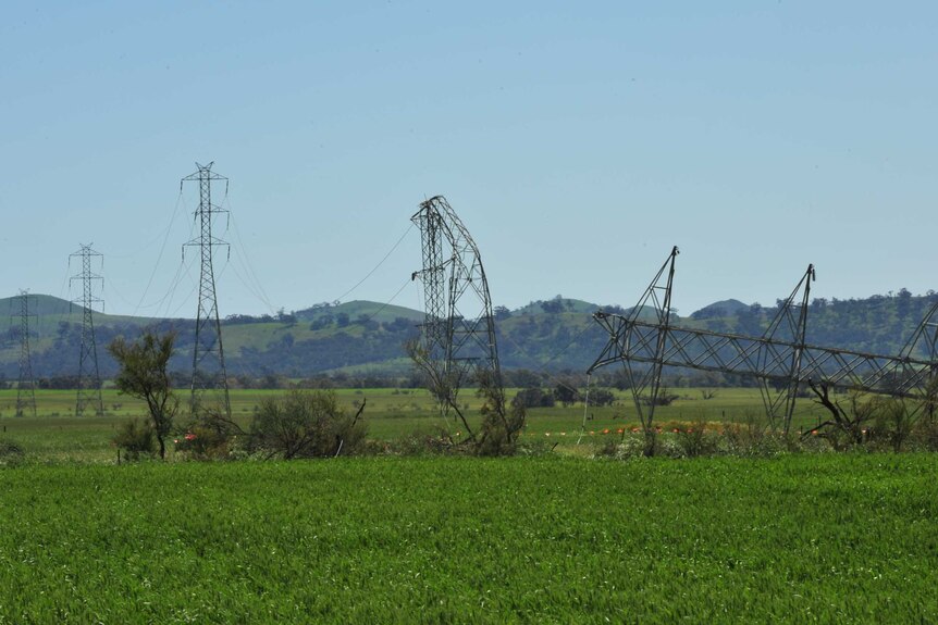 Damaged transmission towers