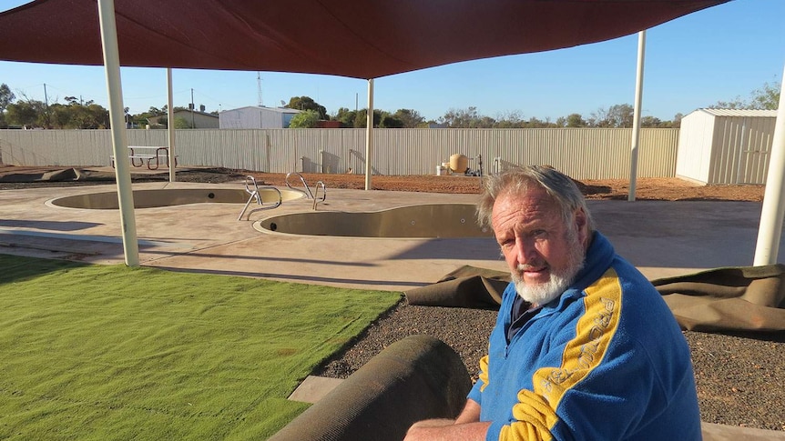 A new artesian spa complex under construction in July 2014 at Yowah, west of Cunnamulla in south-west Queensland