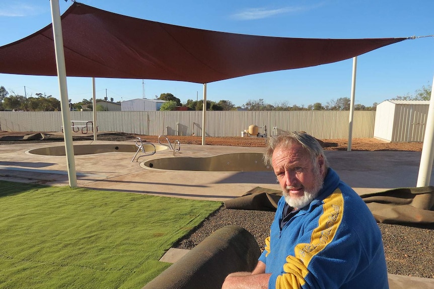 A new artesian spa complex under construction in July 2014 at Yowah, west of Cunnamulla in south-west Queensland