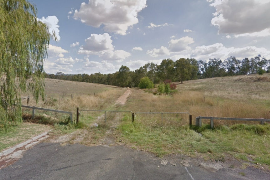 A large grassy area of land with trees in the background